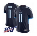 Men's Tennessee Titans #11 A.J. Brown Navy Blue Team Color Vapor Untouchable Limited Player 100th Season Football Jersey