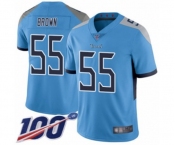 Men's Tennessee Titans #55 Jayon Brown Light Blue Alternate Vapor Untouchable Limited Player 100th Season Football Jersey
