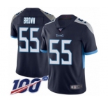 Men's Tennessee Titans #55 Jayon Brown Navy Blue Team Color Vapor Untouchable Limited Player 100th Season Football Jersey