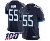 Men's Tennessee Titans #55 Jayon Brown Navy Blue Team Color Vapor Untouchable Limited Player 100th Season Football Jersey