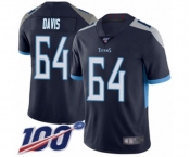 Men's Tennessee Titans #64 Nate Davis Navy Blue Team Color Vapor Untouchable Limited Player 100th Season Football Jersey