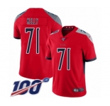 Men's Tennessee Titans #71 Dennis Kelly Limited Red Inverted Legend 100th Season Football Jersey