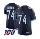 Men's Tennessee Titans #74 Bruce Matthews Navy Blue Team Color Vapor Untouchable Limited Player 100th Season Football Jersey
