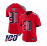 Men's Tennessee Titans #90 DaQuan Jones Limited Red Inverted Legend 100th Season Football Jersey