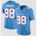 Men's Tennessee Titans #98 Jeffery Simmons Light Blue 2026 F.U.S.E. Vapor Limited Stitched Football Jersey
