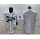 Men's Tennessee Titans Blank White With Patch Cool Base Stitched Baseball Jersey