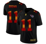 Tennessee Titans #11 A.J. Brown Men's Black Nike Red Orange Stripe Vapor Limited NFL Jersey