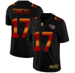 Tennessee Titans #17 Ryan Tannehill Men's Black Nike Red Orange Stripe Vapor Limited NFL Jersey