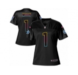 Women's Nike Tennessee Titans #1 Warren Moon Game Black Fashion NFL Jersey