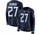 Women's Nike Tennessee Titans #27 Eddie George Limited Navy Blue Therma Long Sleeve NFL Jersey