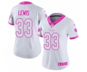 Women's Nike Tennessee Titans #33 Dion Lewis Limited White Pink Rush Fashion NFL Jersey