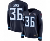 Women's Nike Tennessee Titans #36 LeShaun Sims Limited Navy Blue Therma Long Sleeve NFL Jersey