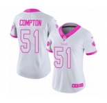 Women's Nike Tennessee Titans #51 Will Compton Limited White Pink Rush Fashion NFL Jersey