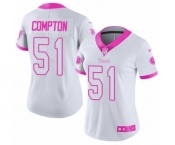 Women's Nike Tennessee Titans #51 Will Compton Limited White Pink Rush Fashion NFL Jersey