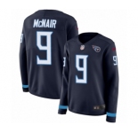 Women's Nike Tennessee Titans #9 Steve McNair Limited Navy Blue Therma Long Sleeve NFL Jersey