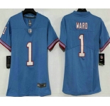 Women's Tennessee Titans #1 Cameron Ward Limited Blue Throwback Vapor Jersey