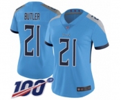 Women's Tennessee Titans #21 Malcolm Butler Light Blue Alternate Vapor Untouchable Limited Player 100th Season Football Jersey