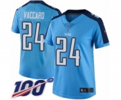 Women's Tennessee Titans #24 Kenny Vaccaro Limited Light Blue Rush Vapor Untouchable 100th Season Football Jersey