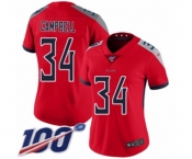 Women's Tennessee Titans #34 Earl Campbell Limited Red Inverted Legend 100th Season Football Jersey