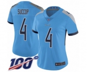 Women's Tennessee Titans #4 Ryan Succop Light Blue Alternate Vapor Untouchable Limited Player 100th Season Football Jersey