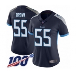 Women's Tennessee Titans #55 Jayon Brown Navy Blue Team Color Vapor Untouchable Limited Player 100th Season Football Jersey