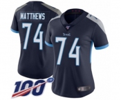 Women's Tennessee Titans #74 Bruce Matthews Navy Blue Team Color Vapor Untouchable Limited Player 100th Season Football Jersey