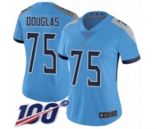 Women's Tennessee Titans #75 Jamil Douglas Light Blue Alternate Vapor Untouchable Limited Player 100th Season Football Jersey