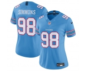 Women's Tennessee Titans #98 Jeffery Simmons Light Blue 2026 F.U.S.E. Vapor Limited Stitched Football Jersey