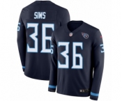 Youth Nike Tennessee Titans #36 LeShaun Sims Limited Navy Blue Therma Long Sleeve NFL Jersey