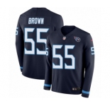 Youth Nike Tennessee Titans #55 Jayon Brown Limited Navy Blue Therma Long Sleeve NFL Jersey