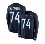Youth Nike Tennessee Titans #74 Bruce Matthews Limited Navy Blue Therma Long Sleeve NFL Jersey