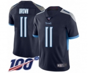 Youth Tennessee Titans #11 A.J. Brown Navy Blue Team Color Vapor Untouchable Limited Player 100th Season Football Jersey