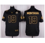 Nike Kansas City Chiefs #19 Joe Montana Black Pro Line Gold Collection Jersey[Elite]