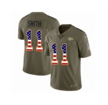 Men Nike Kansas City Chiefs #11 Alex Smith Limited Olive USA Flag 2017 Salute to Service NFL Jersey