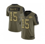 Men's Kansas City Chiefs #15 Patrick Mahomes 2021 Olive Camo Salute To Service Limited Stitched Football Jersey
