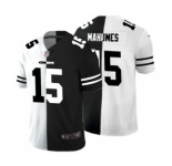 Men's Kansas City Chiefs #15 Patrick Mahomes Black V White Peace Split Vapor Untouchable Limited Football Jersey