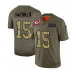 Men's Kansas City Chiefs #15 Patrick Mahomes II Limited Olive Camo 2019 Salute to Service Football Jersey