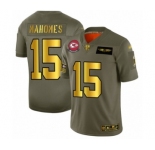 Men's Kansas City Chiefs #15 Patrick Mahomes II Olive Gold 2019 Salute to Service Limited Player Football Jersey