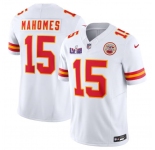 Men’s Kansas City Chiefs #15 Patrick Mahomes White F.U.S.E. Super Bowl LVIII Patch Vapor Untouchable Limited Football Stitched Jersey