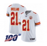 Men's Kansas City Chiefs #21 Bashaud Breeland White Vapor Untouchable Limited Player 100th Season Football Jersey
