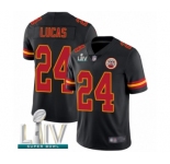 Men's Kansas City Chiefs #24 Jordan Lucas Limited Black Rush Vapor Untouchable Super Bowl LIV Bound Football Jersey