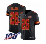 Men's Kansas City Chiefs #26 Damien Williams Limited Black Rush Vapor Untouchable 100th Season Football Jersey