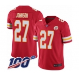 Men's Kansas City Chiefs #27 Larry Johnson Red Team Color Vapor Untouchable Limited Player 100th Season Football Jersey