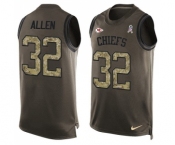 Men's Kansas City Chiefs #32 Marcus Allen Limited Green Salute to Service Tank Top Football Jersey