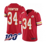 Men's Kansas City Chiefs #34 Darwin Thompson Red Team Color Vapor Untouchable Limited Player 100th Season Football Jersey