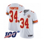 Men's Kansas City Chiefs #34 Darwin Thompson White Vapor Untouchable Limited Player 100th Season Football Jersey