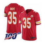 Men's Kansas City Chiefs #35 Christian Okoye Red Team Color Vapor Untouchable Limited Player 100th Season Football Jersey