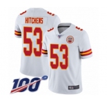 Men's Kansas City Chiefs #53 Anthony Hitchens White Vapor Untouchable Limited Player 100th Season Football Jersey