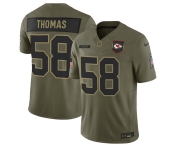 Men's Kansas City Chiefs #58 Derrick Thomas Olive 2025 Salute to Service Limited Football Stitched Jersey