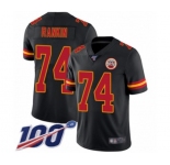Men's Kansas City Chiefs #74 Martinas Rankin Limited Black Rush Vapor Untouchable 100th Season Football Jersey